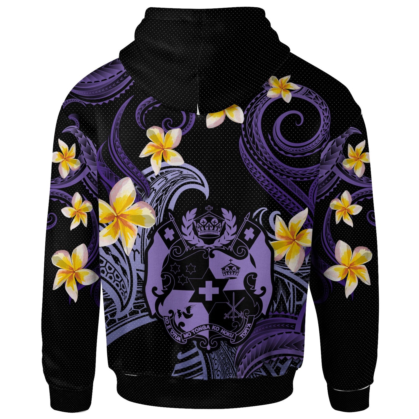 Tonga Hoodie - Custom Personalised Polynesian Waves with Plumeria Flowers (Purple)