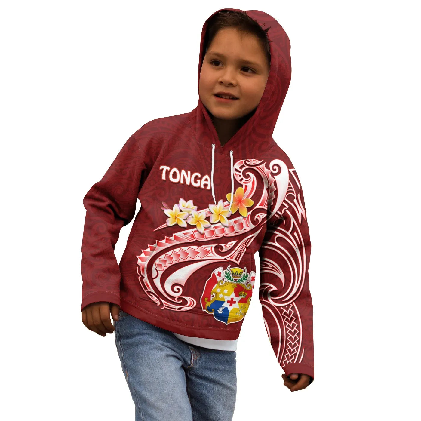 Tonga Hoodie - Tonga Coat Of Arms With Polynesian Patterns