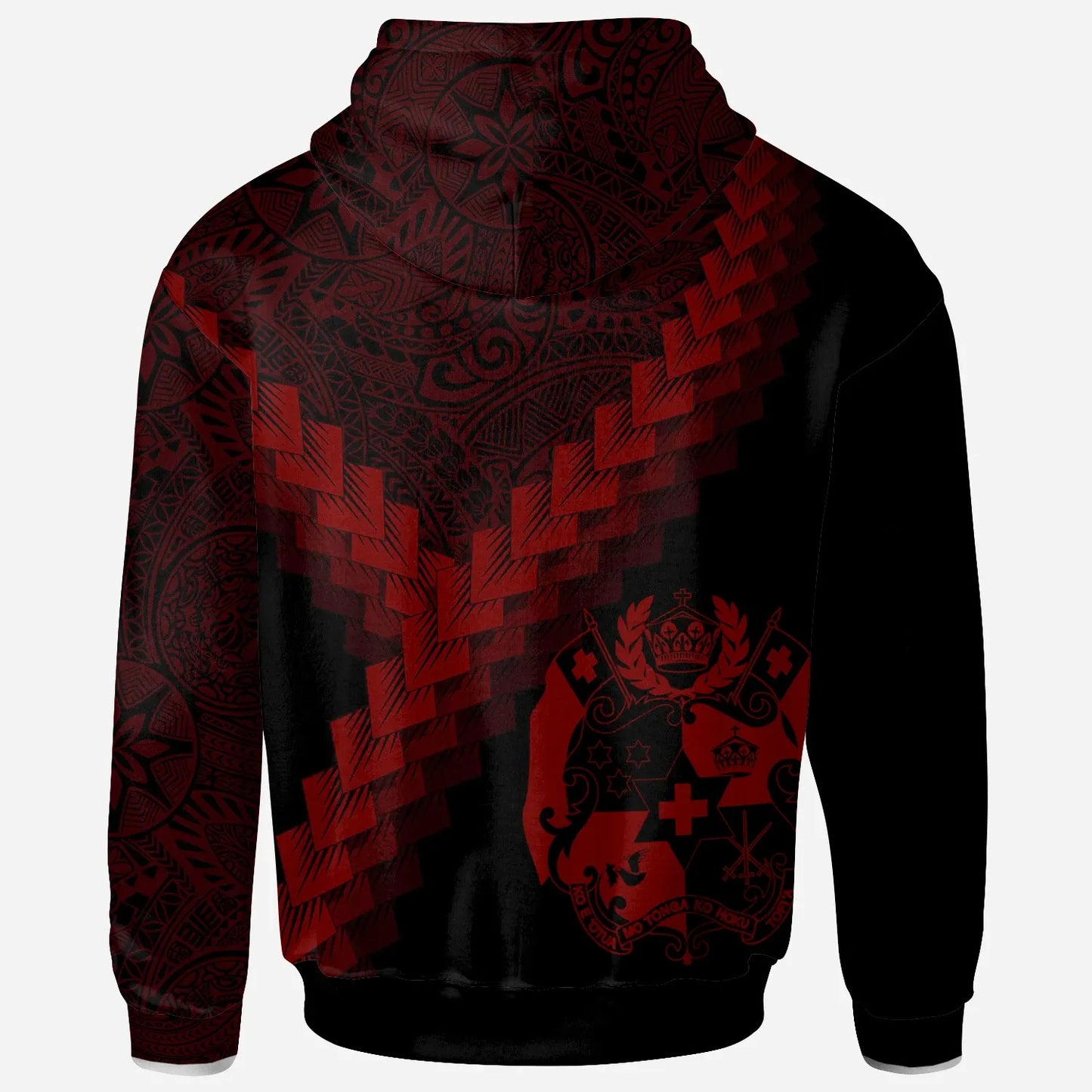 Tonga Hoodie - Tonga Coat Of Arms With Polynesian Tattoo Red