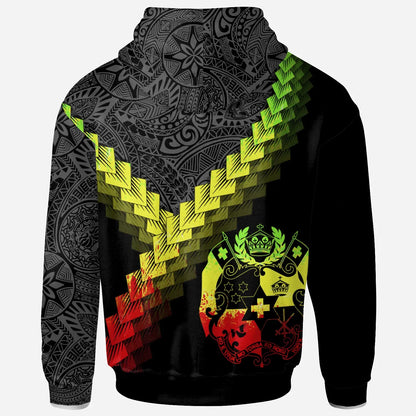 Tonga Hoodie - Tonga Coat Of Arms With Polynesian Tattoo Reggae