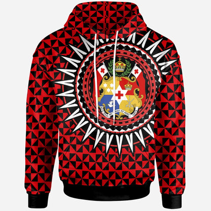 Tonga Hoodie - Tonga Manulua Pattern Red Black Color