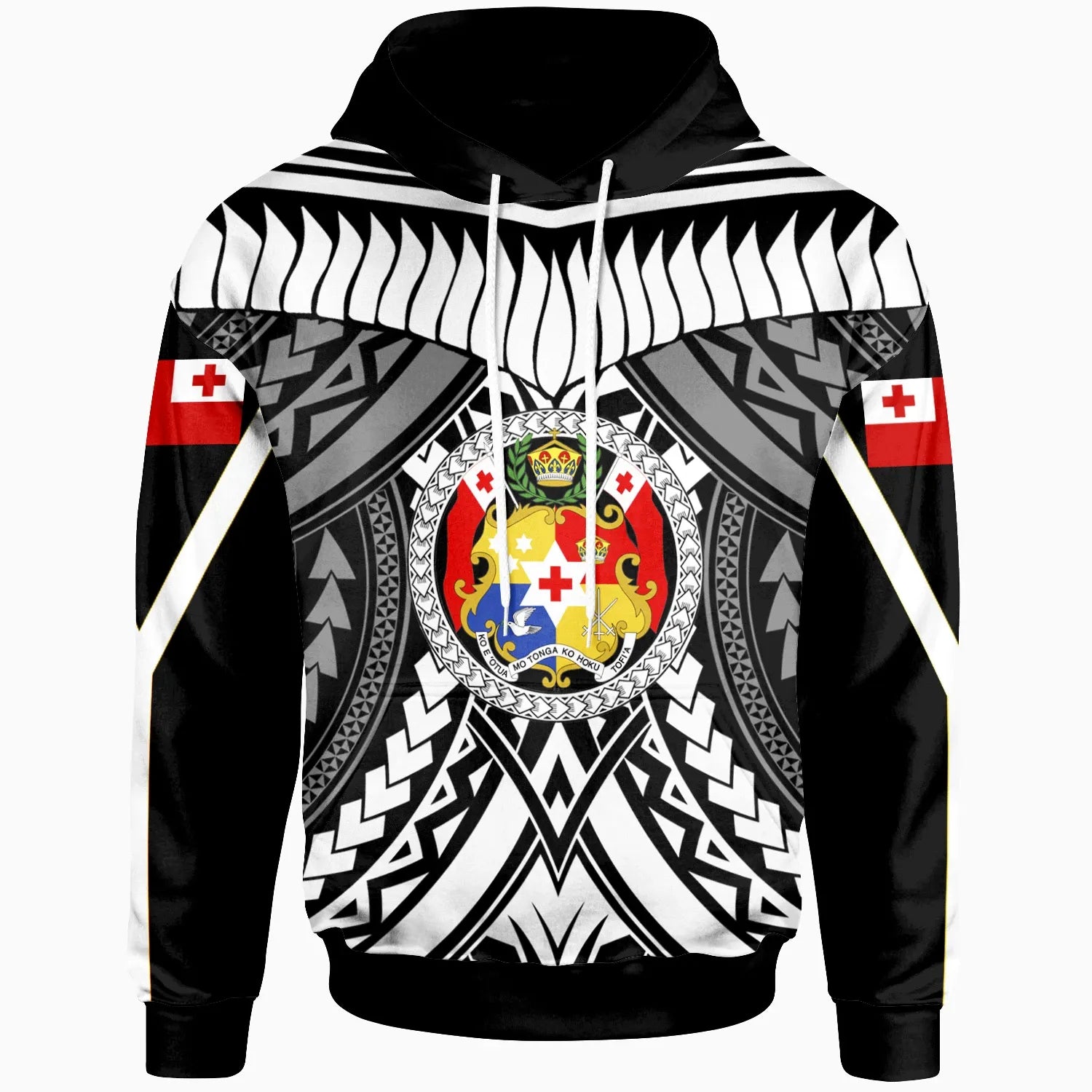 Tonga Hoodie - Tooth Shaped Necklace Texture White