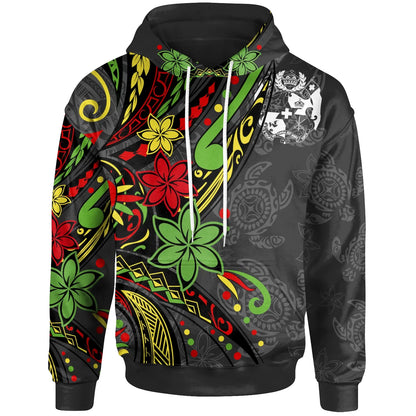 Tonga Hoodie - Tribal Flower With Special Turtles
