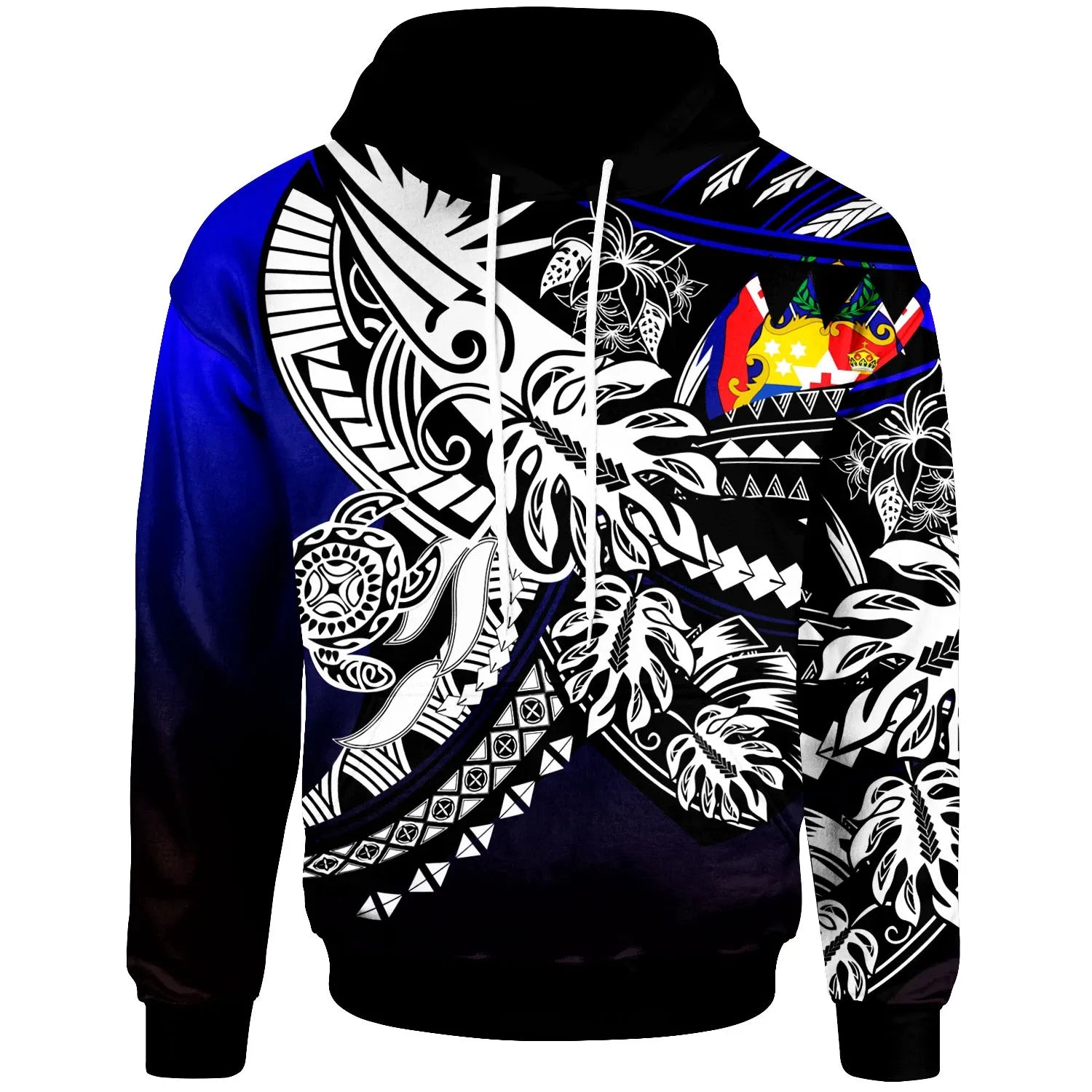 Tonga Hoodie - Tribal Jungle Pattern Blue Color