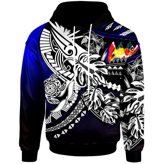 Tonga Hoodie - Tribal Jungle Pattern Blue Color