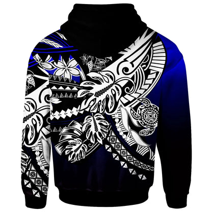 Tonga Hoodie - Tribal Jungle Pattern Blue Color