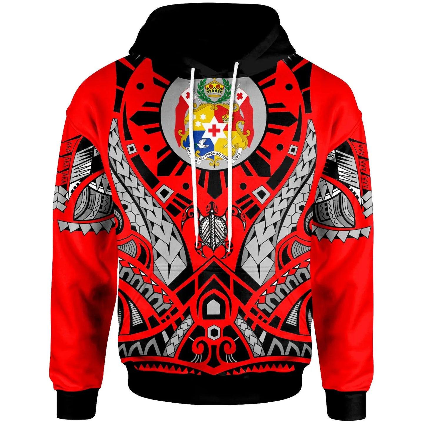 Tonga Hoodie - Tribal Sun Tattoo Red Color