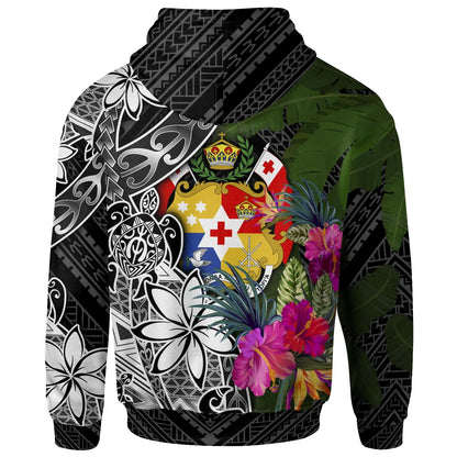 Tonga Hoodie - Turtle Plumeria Banana Leaf