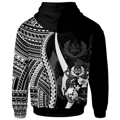 Tonga Hoodie White - Tentacle Tribal Pattern