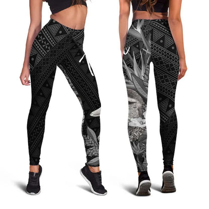 Tonga Legging - Pacific Black Duck With Tropical Flowers