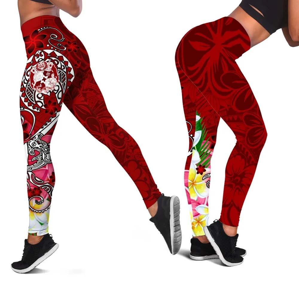 Tonga legging - Turtle Plumeria (RED)