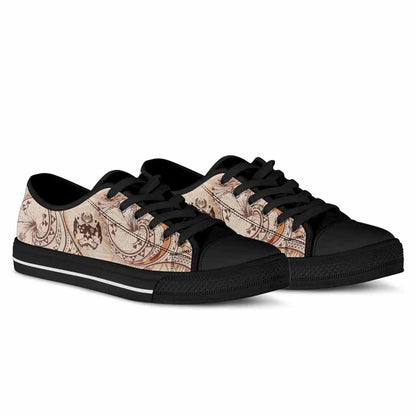 Tonga Low Top Shoes - Hibiscus Flowers Vintage Style