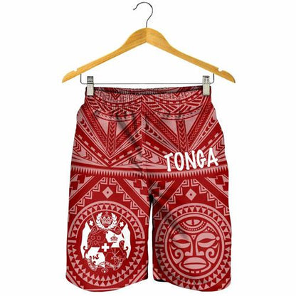 Tonga Men Short - Tonga Seal With Polynesian Tattoo Style (Red)