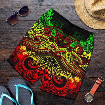Tonga Men Shorts - Reggae Shark Polynesian Tattoo