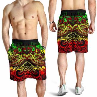 Tonga Men Shorts - Reggae Shark Polynesian Tattoo