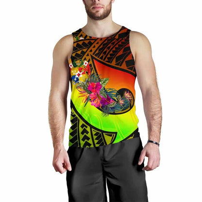 Tonga Men Tank Top - Polynesian Hook And Hibiscus ( Reggae)