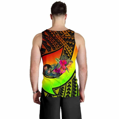 Tonga Men Tank Top - Polynesian Hook And Hibiscus ( Reggae)