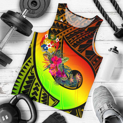 Tonga Men Tank Top - Polynesian Hook And Hibiscus ( Reggae)