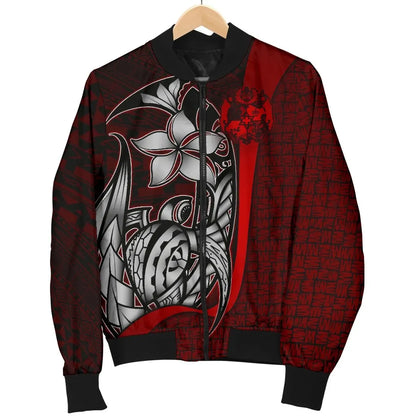 Tonga Micronesia Bomber Jackets Red - Turtle With Hook