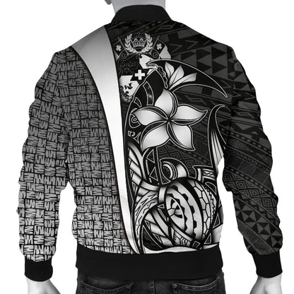 Tonga Micronesia Bomber Jackets White - Turtle With Hook