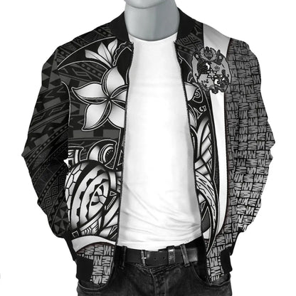 Tonga Micronesia Bomber Jackets White - Turtle With Hook