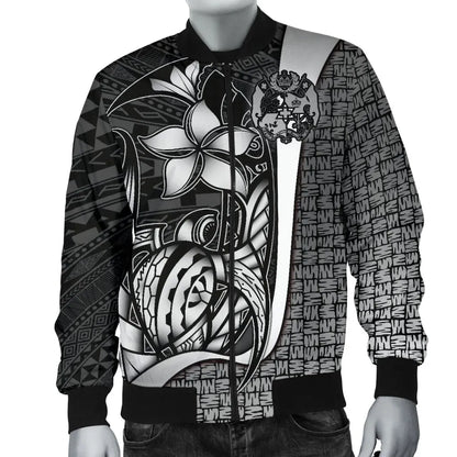 Tonga Micronesia Bomber Jackets White - Turtle With Hook