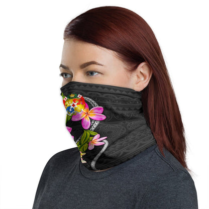 Tonga Neck Gaiter - Plumeria Tattoo Pink Gold