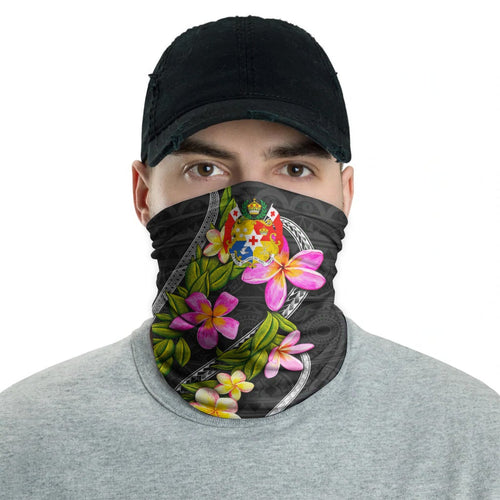 Tonga Neck Gaiter - Plumeria Tattoo Pink Gold