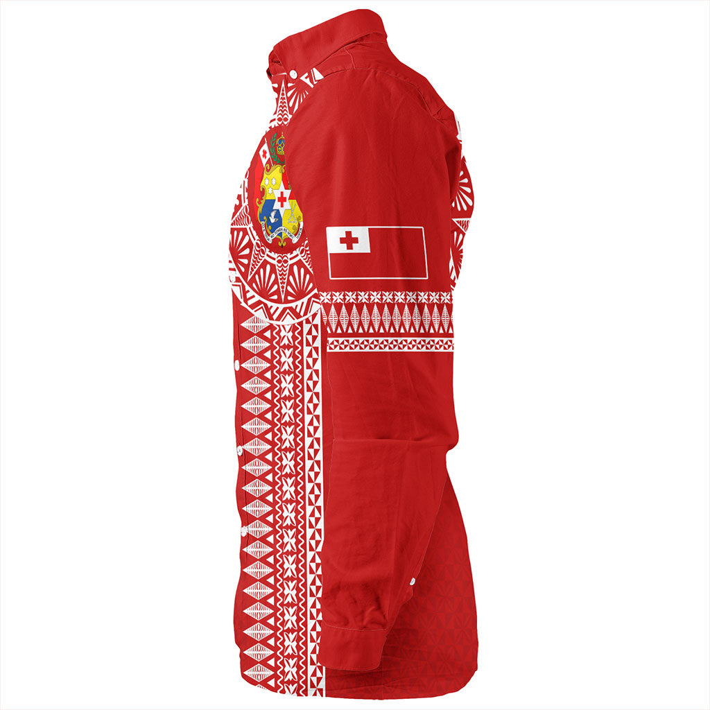 Tonga Long Sleeve Shirt Ngatu Tribal Pattern