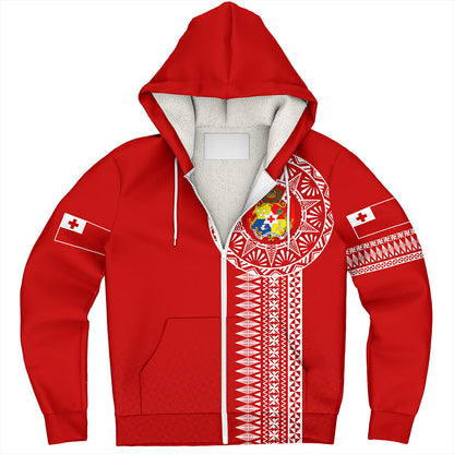Tonga Sherpa Hoodie Ngatu Tribal Pattern