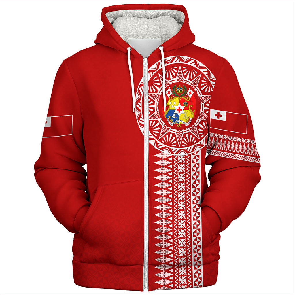 Tonga Sherpa Hoodie Ngatu Tribal Pattern