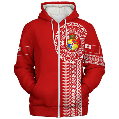 Tonga Sherpa Hoodie Ngatu Tribal Pattern