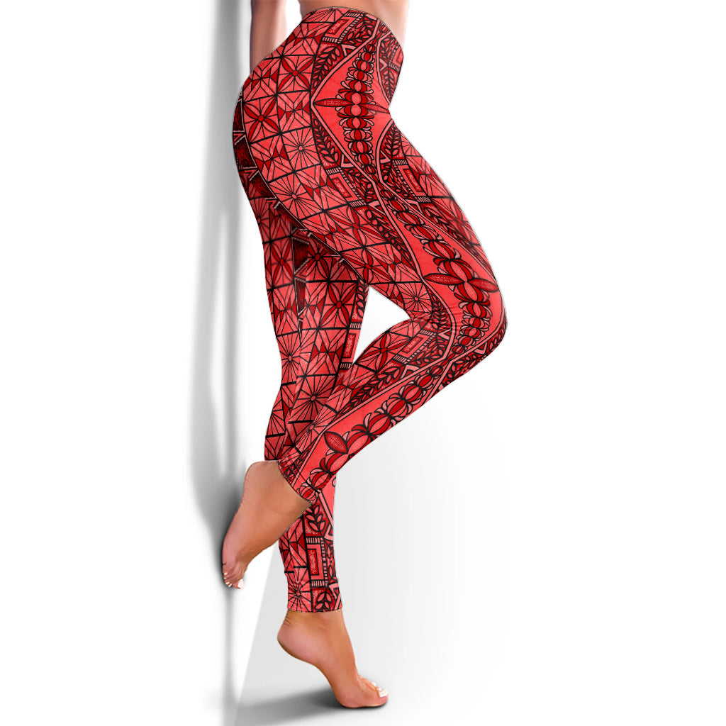 Tonga Legging Ngatu Fabric Red