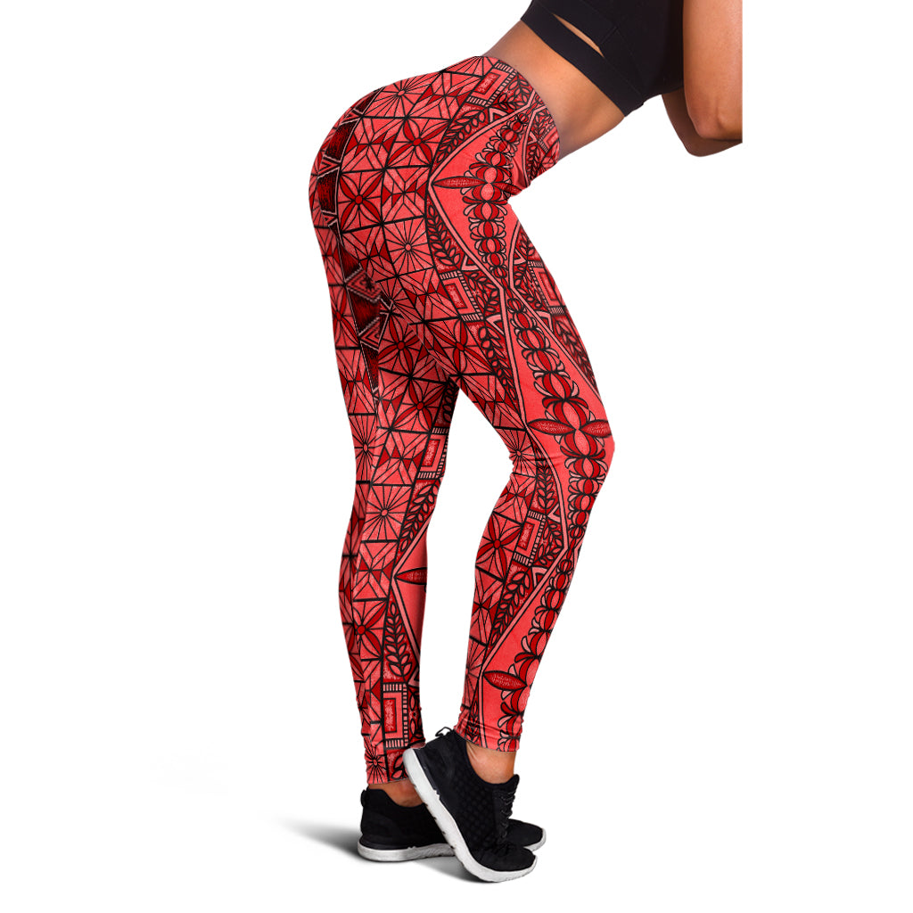 Tonga Legging Ngatu Fabric Red
