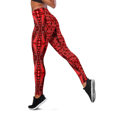 Tonga Legging Ngatu Fabric Red