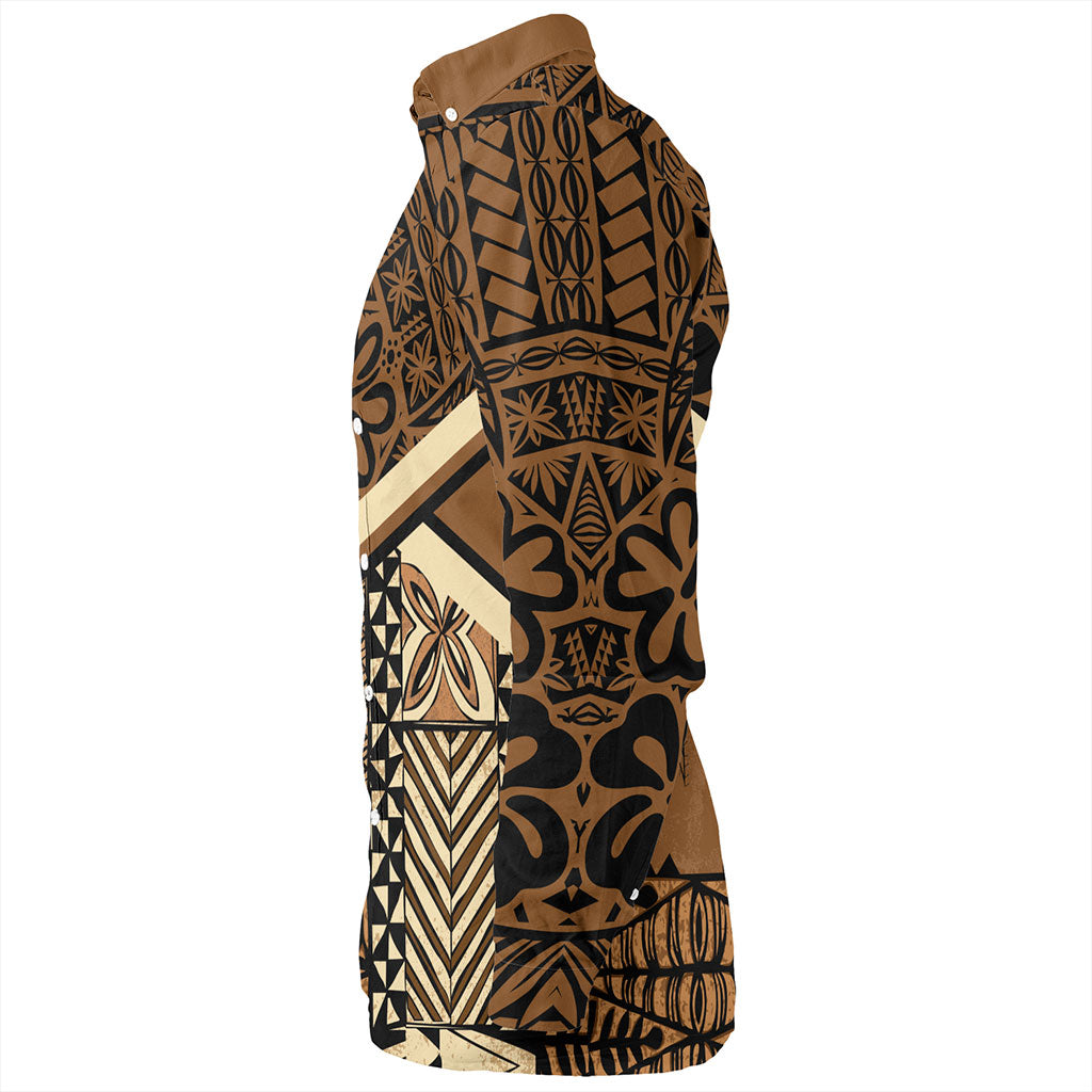 Tonga Long Sleeve Shirt Ngatu Pattern Siapo