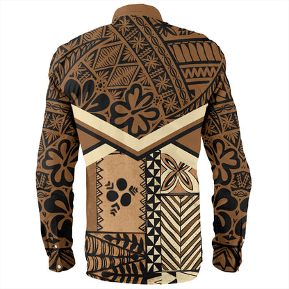 Tonga Long Sleeve Shirt Ngatu Pattern Siapo