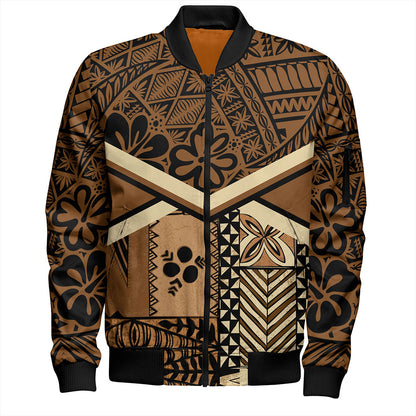 Tonga Bomber Jacket Ngatu Pattern Siapo
