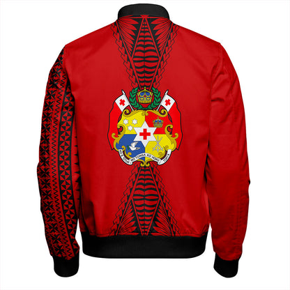 Tonga Bomber Jacket Tattoo Ngatu Pattern Style