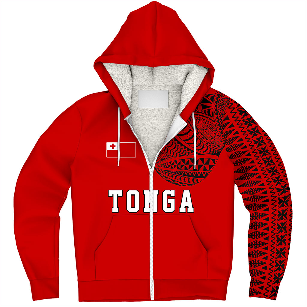 Tonga Sherpa Hoodie Tattoo Ngatu Pattern Style