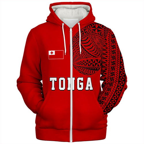 Tonga Sherpa Hoodie Tattoo Ngatu Pattern Style