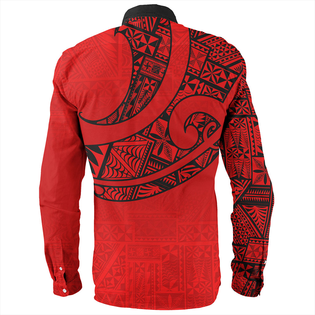 Tonga Long Sleeve Shirt Custom Ngatu Tribal Tattoo Style