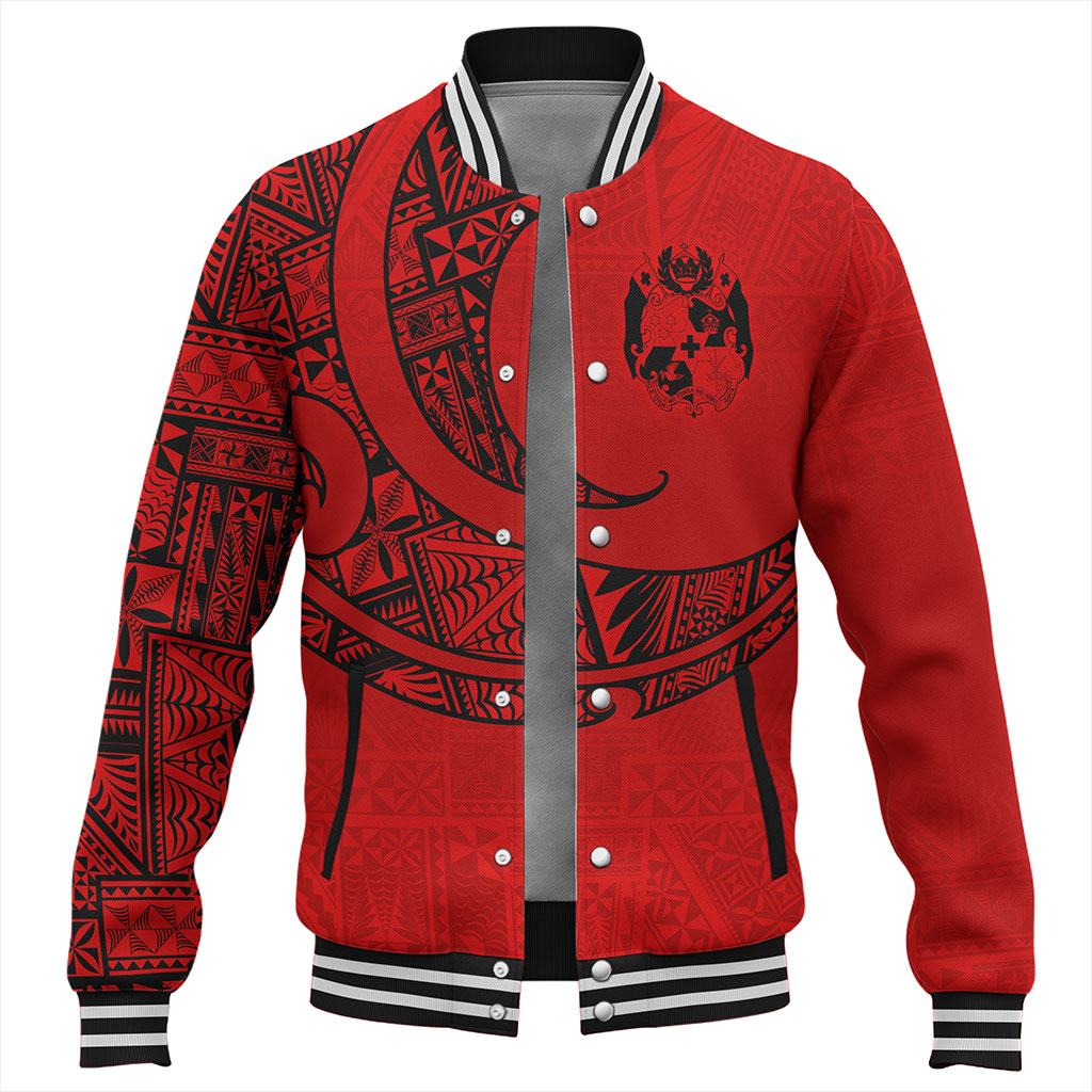 Tonga Baseball Jacket Custom Ngatu Tribal Tattoo Style