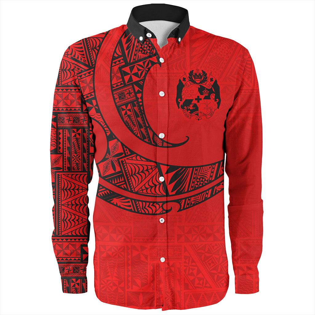 Tonga Long Sleeve Shirt Custom Ngatu Tribal Tattoo Style