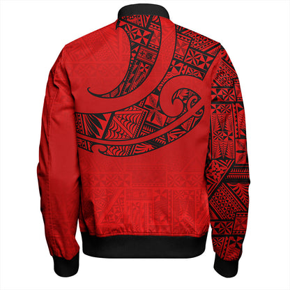 Tonga Bomber Jacket Custom Ngatu Tribal Tattoo Style