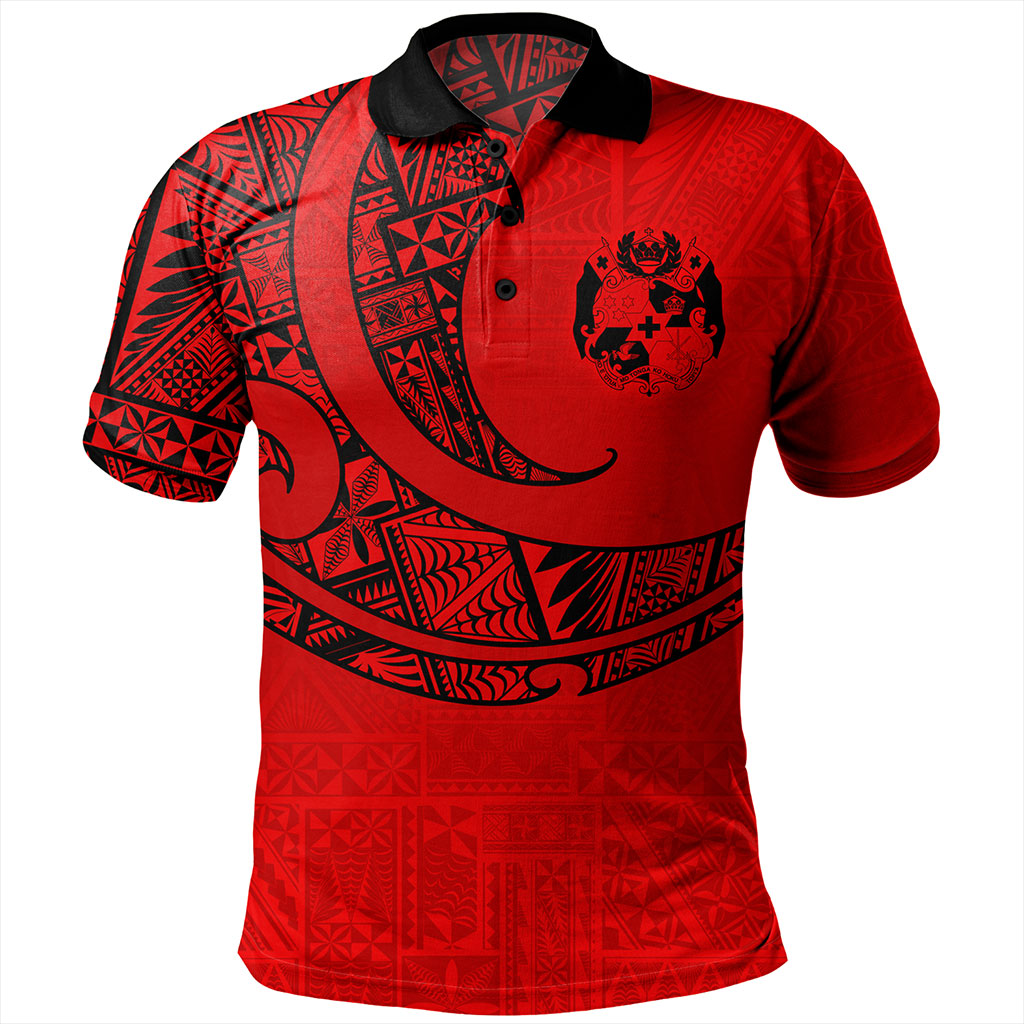 Tonga Polo Shirt Custom Ngatu Tribal Tattoo Style
