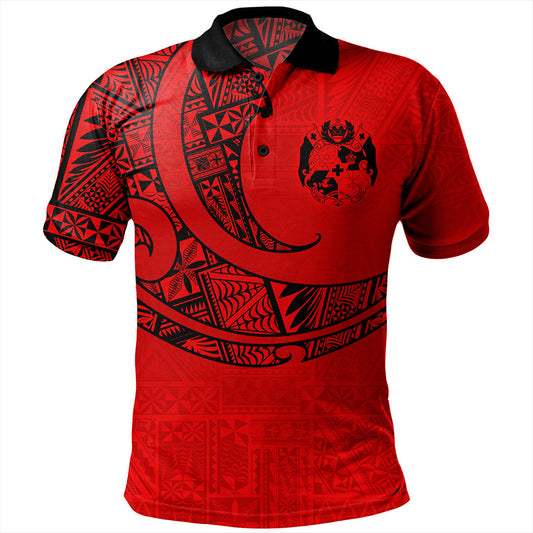 Tonga Polo Shirt Custom Ngatu Tribal Tattoo Style