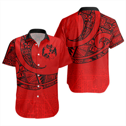 Tonga Short Sleeve Shirt Custom Ngatu Tribal Tattoo Style