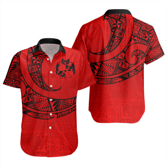 Tonga Short Sleeve Shirt Custom Ngatu Tribal Tattoo Style