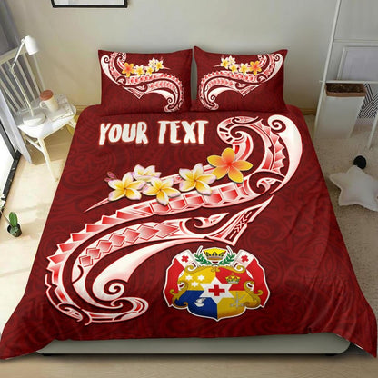 Tonga Personalised Bedding Set - Tonga Coat Of Arms With Polynesian Patterns